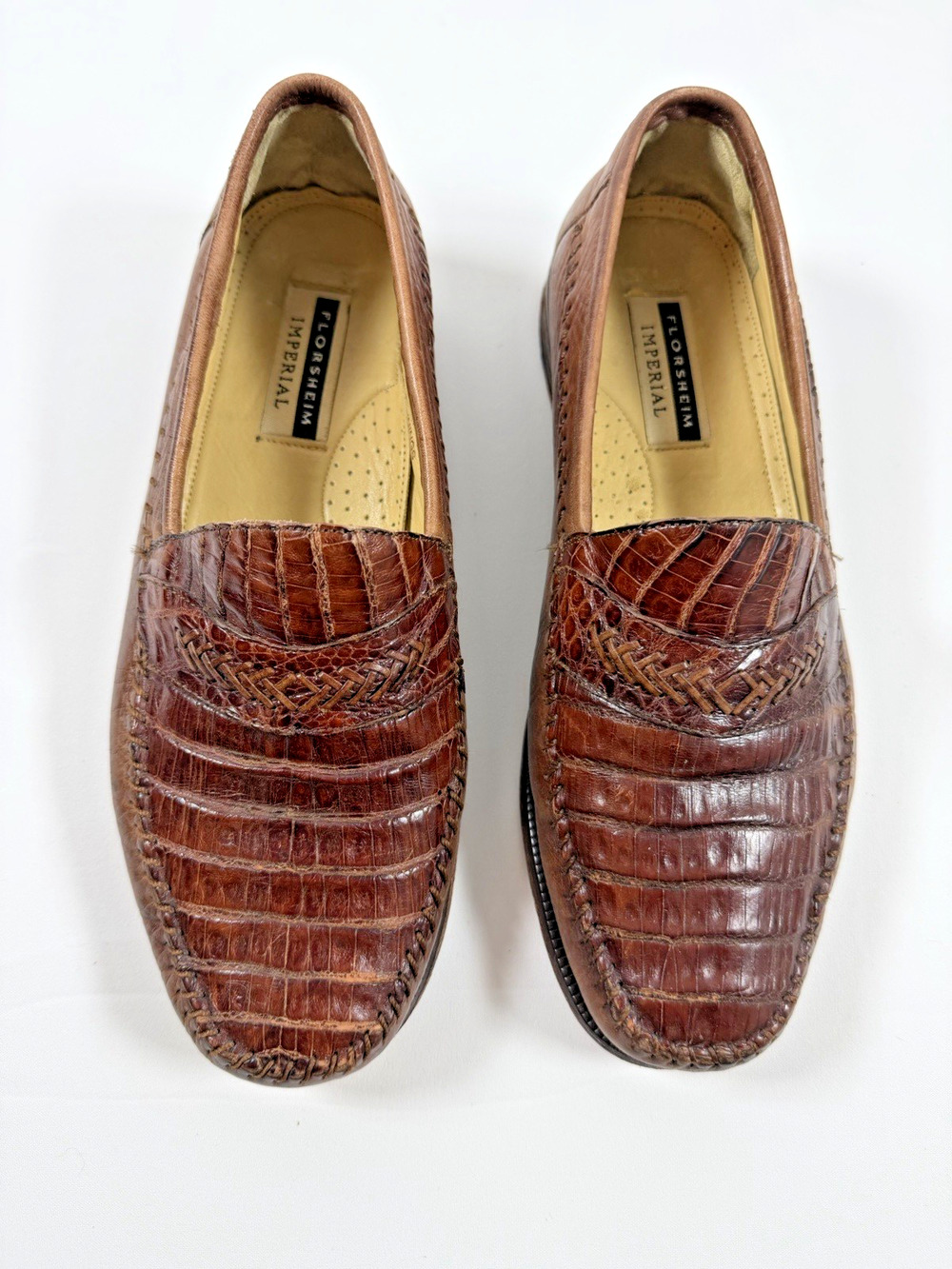 CAIMAN ALLIGATOR Florsheim Imperial Addison Men’s 9.5 B cognac